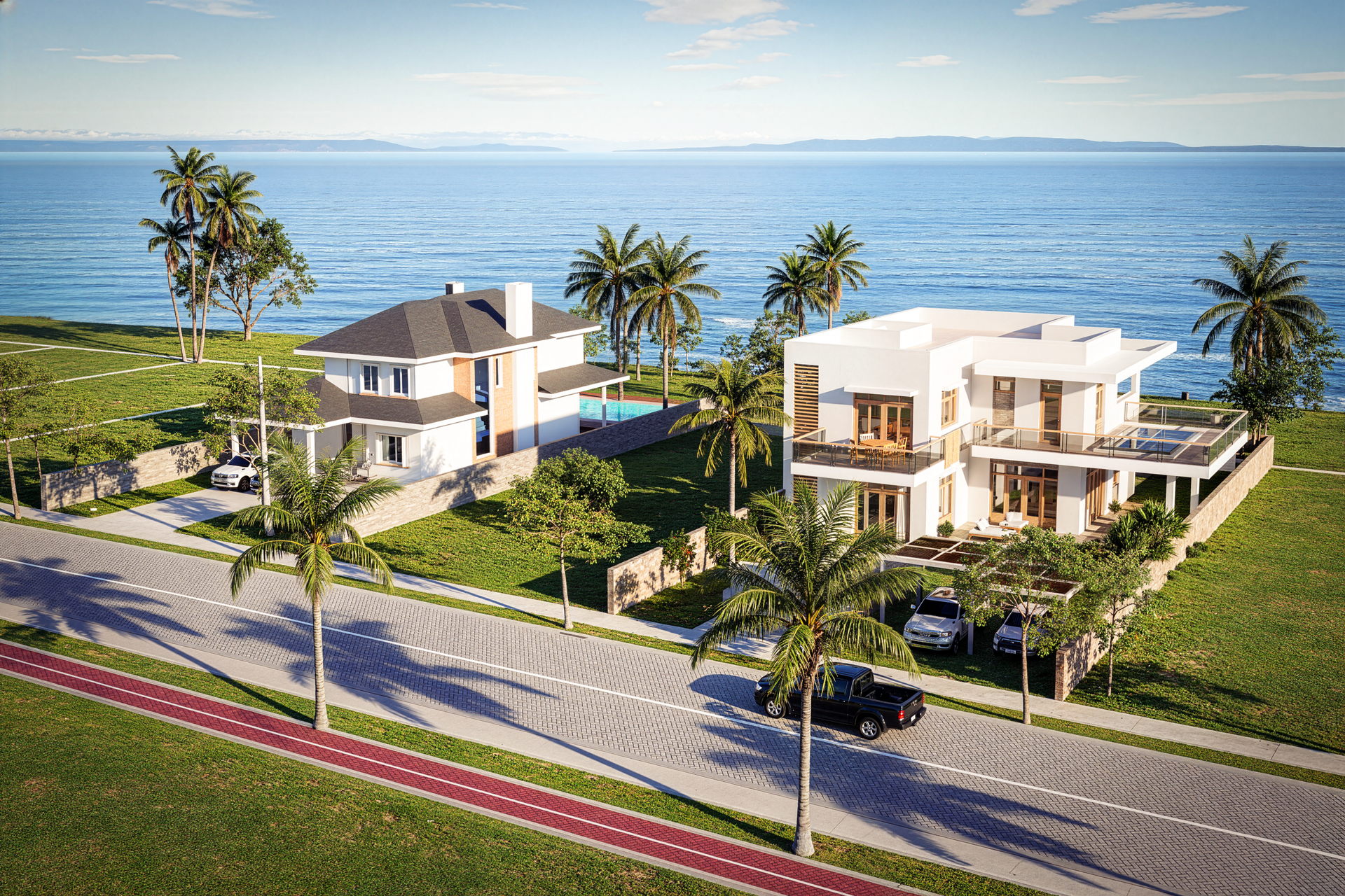 Render das casas do condomínio Império das Águas com vista para o lago